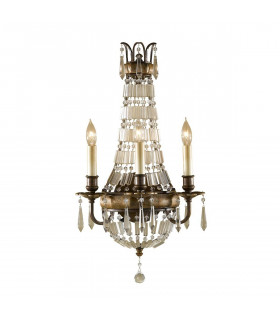Lámpara colgante Bellini, bronce oxidado y cristal, 4 bombillas