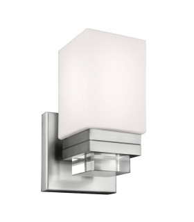 Lampada da parete Maddison, nichel satinato, vetro opale e cristallo