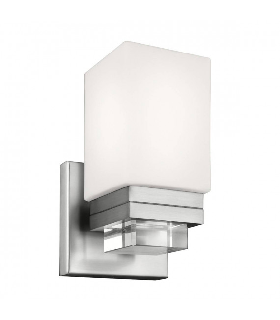 Aplique Maddison, níquel satinado, cristal opal y cristal