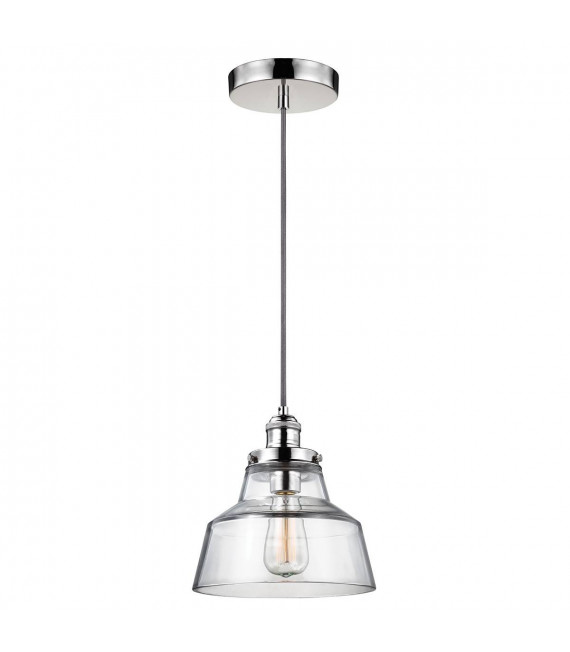 Lampada a sospensione Baskin, nichel lucido, vetro