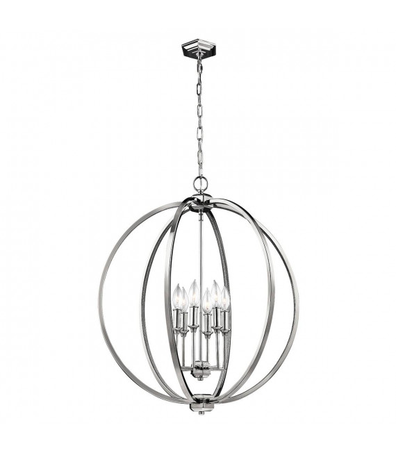 Lampada a sospensione Corinne, nichel lucido, 6 luci