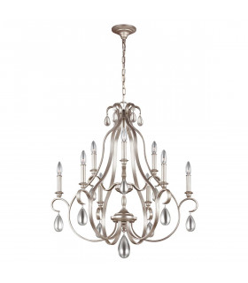 Candelabro Dewitt, acabado dorado plateado, 9 bombillas