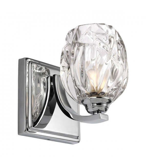 Lámpara de pared Kalli, IP44, vidrio y cromo pulido, LED
