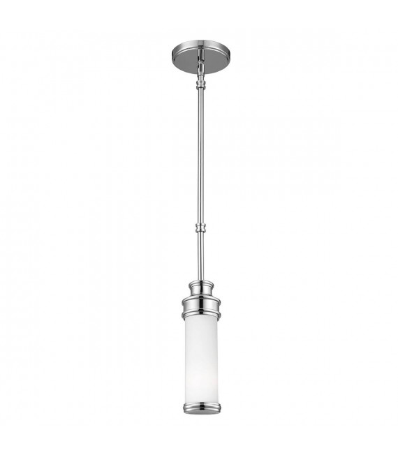 Lámpara colgante Payne, cromo pulido, vidrio opal, IP44, LED