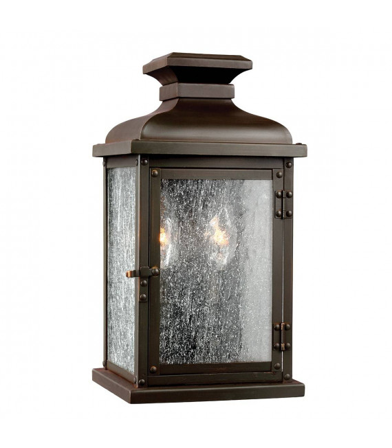 Farol de frontón, cobre envejecido, vidrio desgastado, IP44