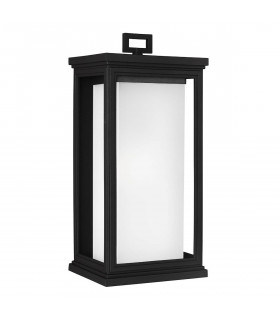 Farol Rosco, 46,1 cm, negro, cristal opal, IP44