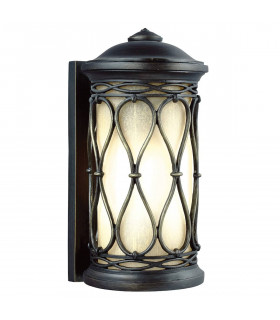 Applique da esterno Wellfleet, bronzo invecchiato, vetro ambra