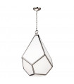 Plafonnier Diamond, nickel poli et verre opale