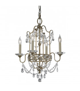 Bellini Pendelleuchte, oxidierte Bronze und Kristall, 4 Glühbirnen
