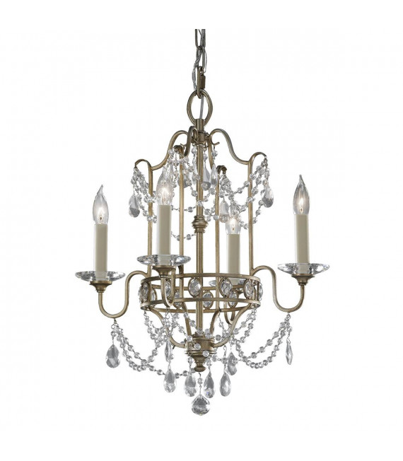 Bellini Pendelleuchte, oxidierte Bronze und Kristall, 4 Glühbirnen