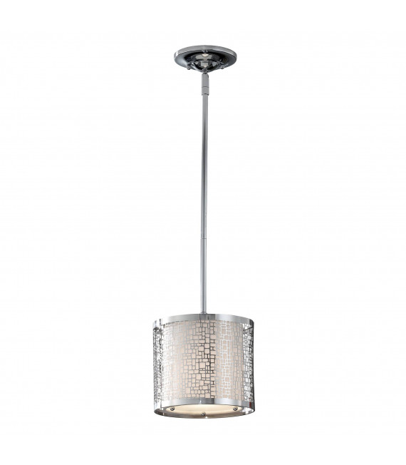 Lampada a sospensione Holloway, acciaio spazzolato e vetro opale, bianco, 1 lampadina