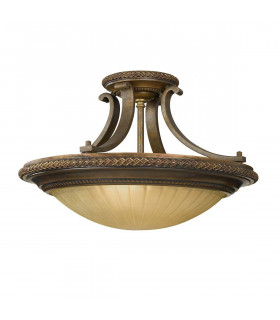 Kelham Deckenleuchte, vergoldete Bronze und Scavo Glas, 34 cm