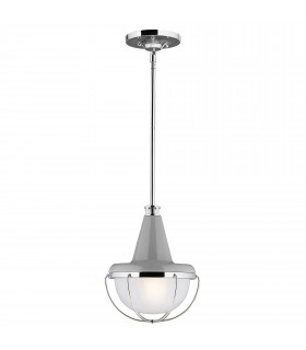 Lampada a sospensione Livinstone, nickel lucido e vetro, grande