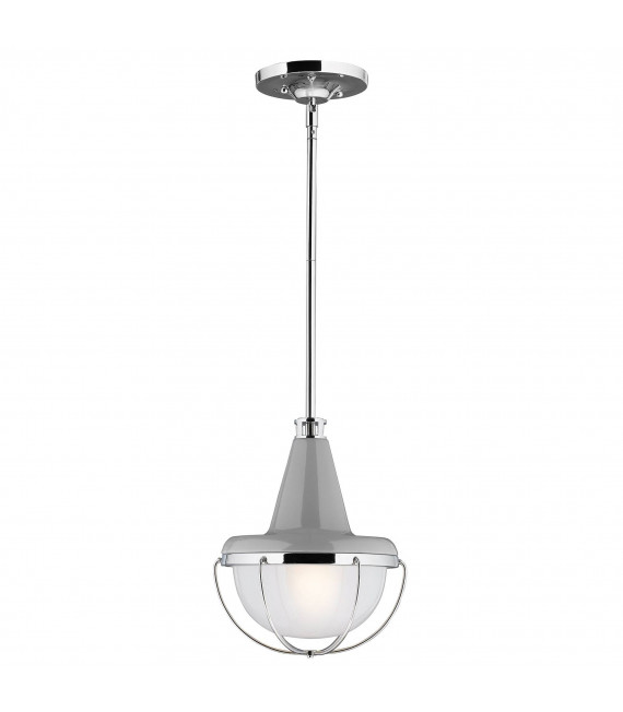 Livinstone Pendelleuchte, poliertes Nickel und Glas, groß