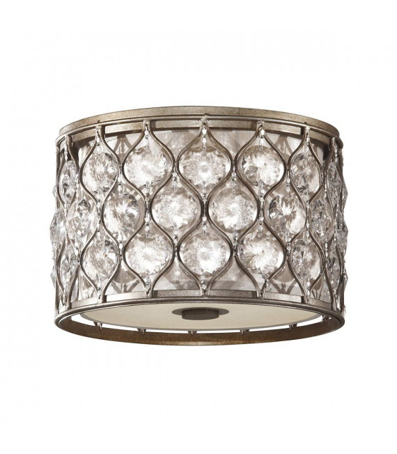Pendente Lucia, argento brunito e cristallo, 42 cm, 2 lampadine
