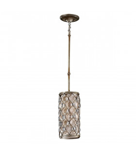 Colgante Lucia, plata bruñida y cristal, 31 cm, 1 bombilla