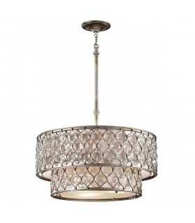 Colgante Lucia, plata bruñida y cristal, 31 cm, 1 bombilla
