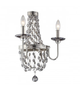 Lampada da parete Lucia, argento brunito e cristallo, 1 lampadina