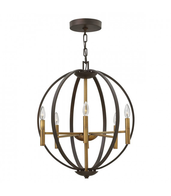 Euklid Pendelleuchte, spanische Bronze, 6 Lichter