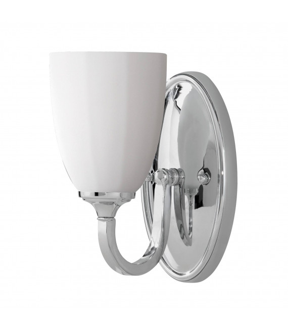 Applique Huguenot Lake, chrome poli et verre opale, 1 ampoule