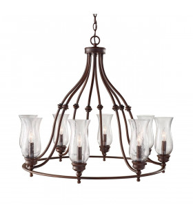 Colgante Pickering Lane, bronce y vidrio, 5 bombillas