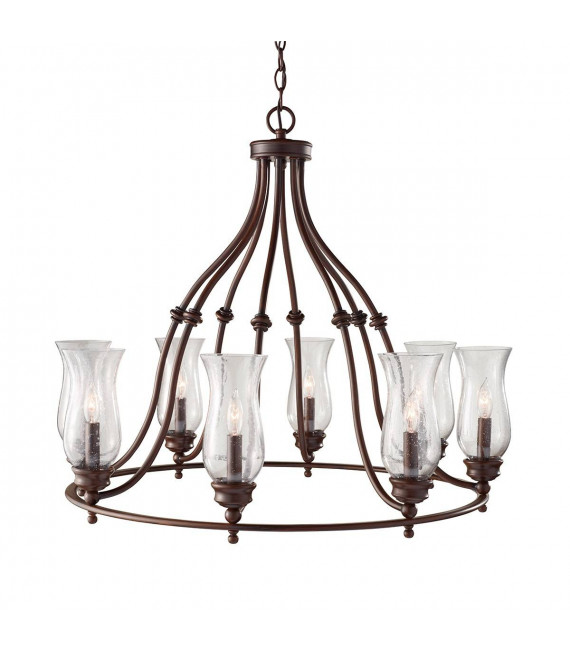 Colgante Pickering Lane, bronce y vidrio, 5 bombillas