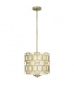 Suspension Sabina, feuille d'argent vernis or, abat-jour imitation soie coquille d'oeuf