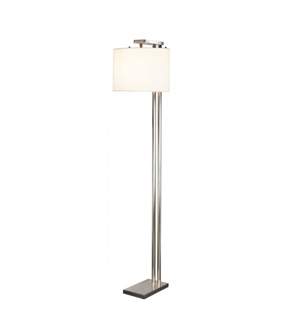Belmont Stehlampe, Nickel gebürstet, weißer Lampenschirm