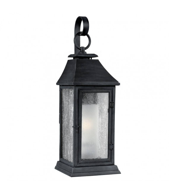 Lámpara de pared Shepherd, zinc oscuro y vidrio, grande
