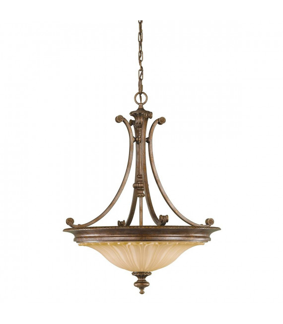 Lampada da soffitto Stirling Castle, bronzo e vetro, 2 lampadine