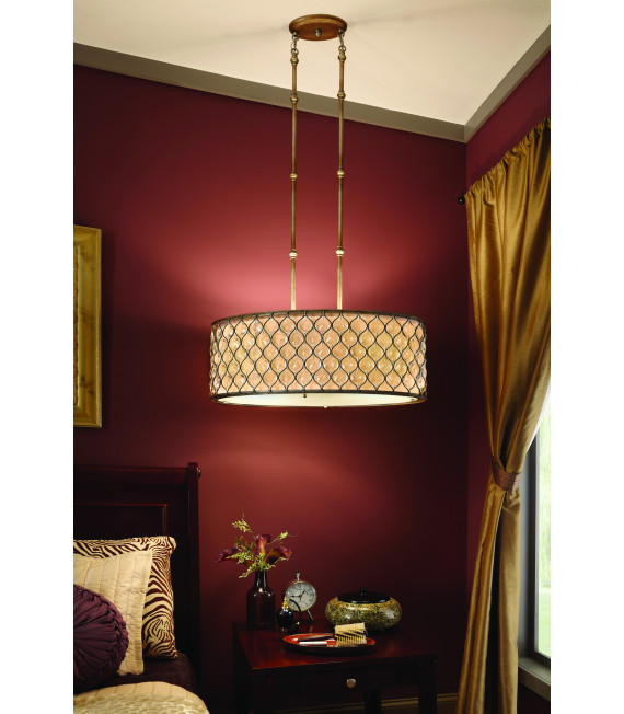 Suspenion Lucia, argent bruni et cristal, 42 cm, 2 ampoules