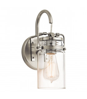 Lampada da parete Brinley, nichel spazzolato, vetro