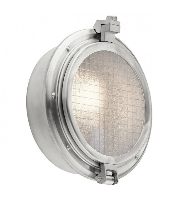 Aplique de exterior, aluminio cepillado, vidrio con rejilla metálica