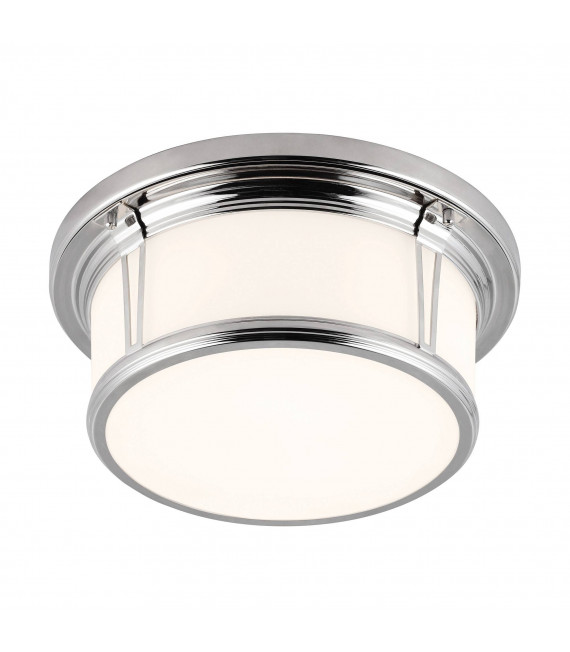 Plafonnier Woodward, nickel poli et verre, grand