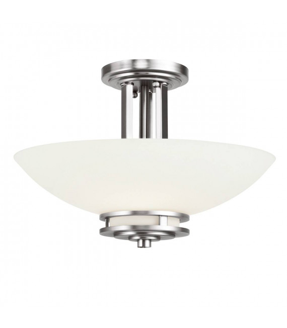 Hendrick Semi-Flushmount, Chrom poliert, Opalglas, 3 LEDs