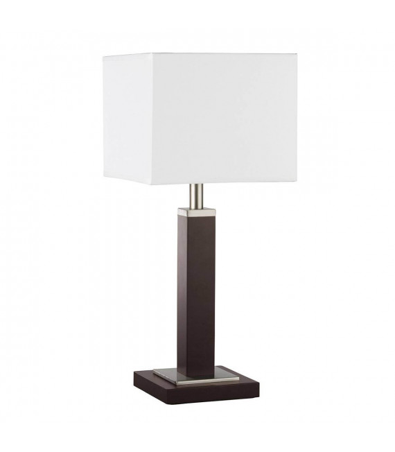 Lampada Waverley, in argento satinato e legno con paralume bianco