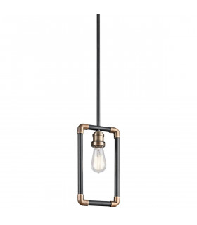 Lampada a sospensione Imahn, ottone naturale e nero