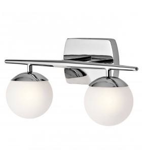 Applique Jasper, chrome poli, verre opale, 2 LED