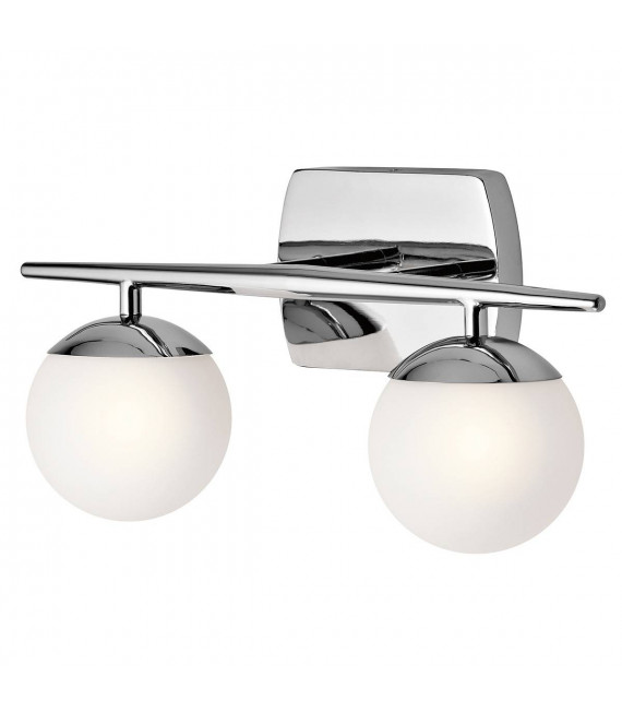 Applique Jasper, chrome poli, verre opale, 2 LED