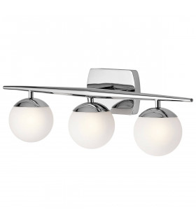 Lámpara de pared Jasper, cromo pulido, vidrio opal, 3 LED