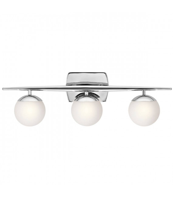 Applique Jasper, chrome poli, verre opale, 3 LED