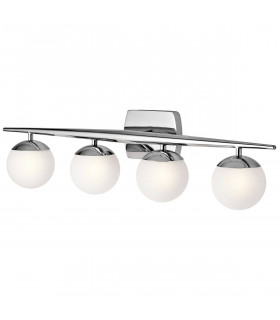 Applique Jasper, chrome poli, verre opale, 4 LED