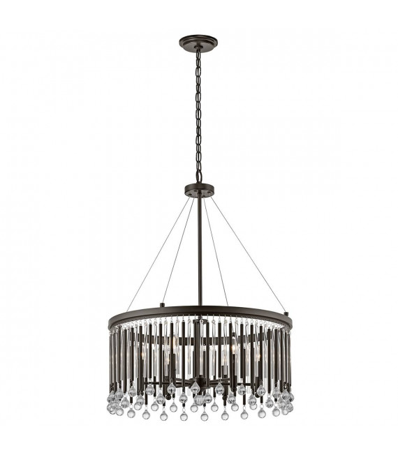 Lampadario Piper, metallo color espresso, vetro, 6 luci