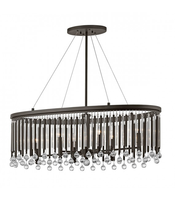 Piper bar chandelier, espresso color metal, vidrio, 6 luces