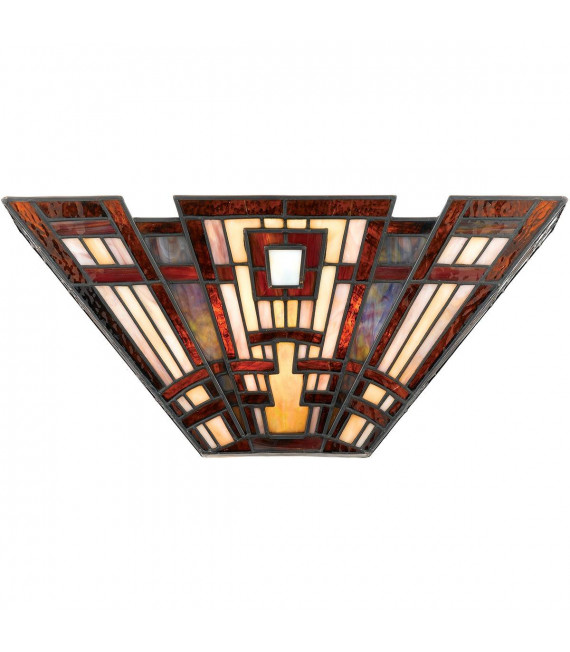 Aplique clásico Craftsman, cristal tiffany multicolor.