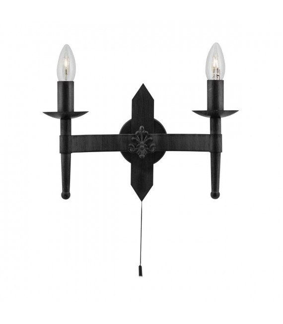 Aplique 2 bombillas Cartwheel, en hierro forjado negro
