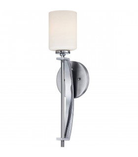 Lámpara de pared Taylor, cromo pulido, vidrio opal, LED, modelo grande