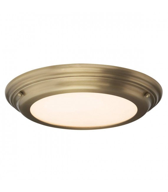 Lampada da soffitto Welland, ottone antico, vetro opale, modulo LED, IP44