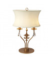 Lampe de table Windsor, finition patine dorée, cristal, abat-jour blanc