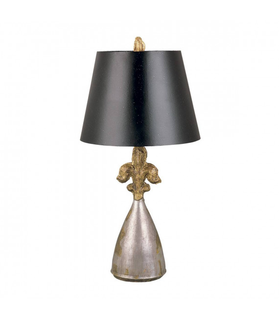 Lámpara Fleur de Lis, oro y plata, con pantalla negra